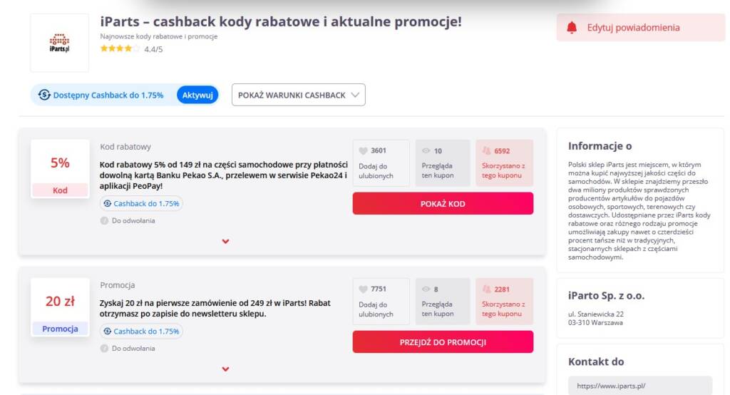 cashback iparts